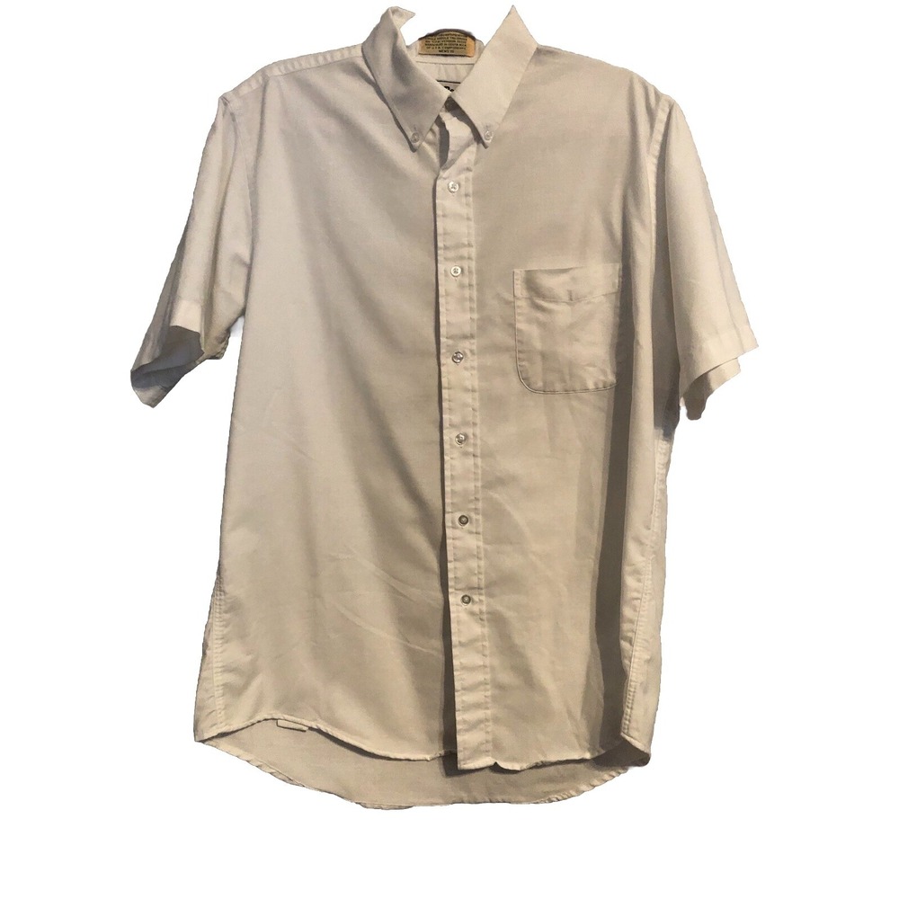 Vintage L.L. Bean Short Sleeve Button Down Shirt Mens 16 White Single Needle‎